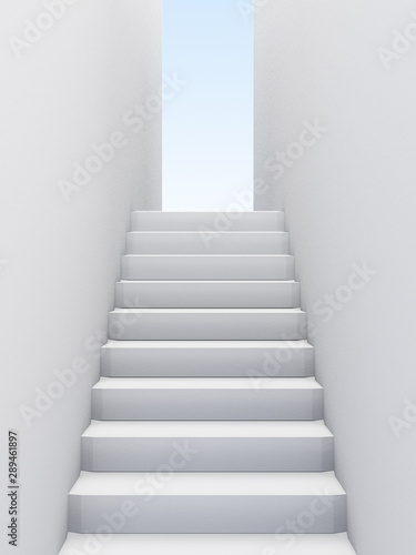 white stairway to outside, 3d rendering background