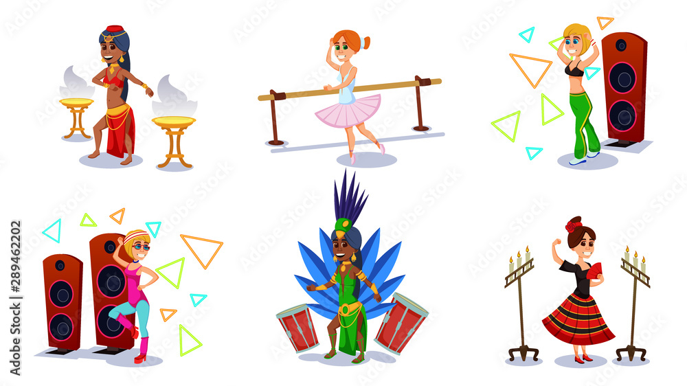 Professional Characters Perform Dancing Styles. Professional Characters Perform Dancing Styles.