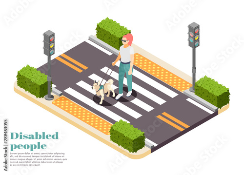 Disabled People Isometric Background