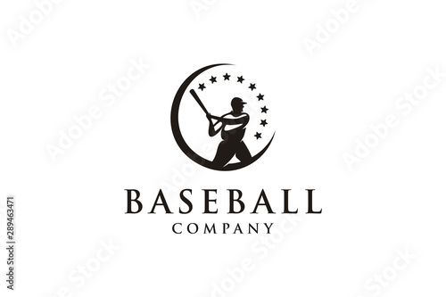 Silhouette of baseball player logo design