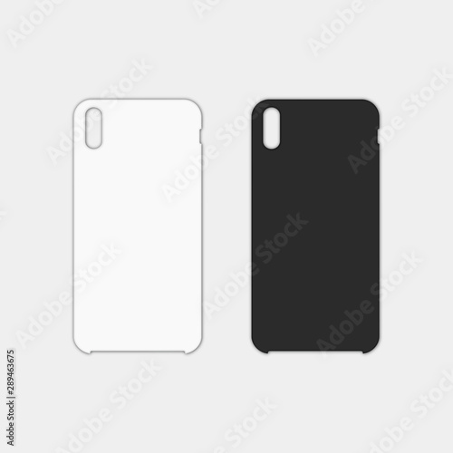 Blank smartphone case. White and black phone case mockup