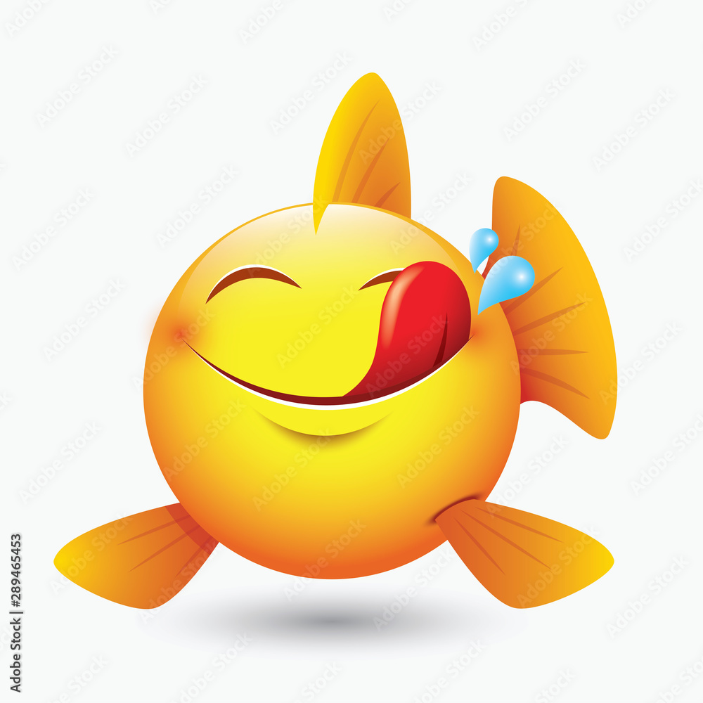 Cute hungry fish emoticon, emoji vector illustration vector de Stock Adobe Stock