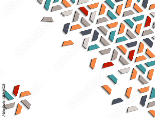 Turkish 3d isometric color geometric mosaic vector pattern for background  card  banner. Geometric creative design.