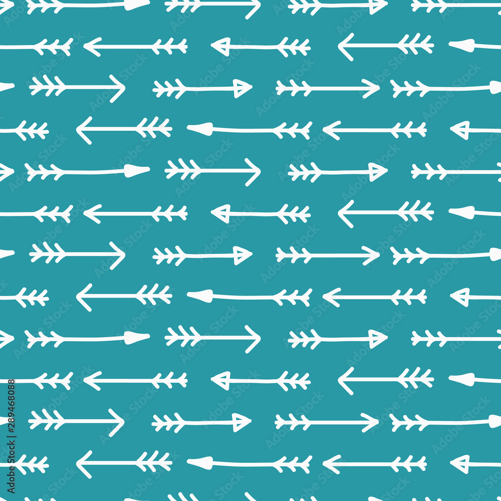 Vector seamless arrow pattern in blue. Simple doodle arrows drawings made into repeat. Great for background, wallpaper, wrapping paper, packaging, fashion. Vector seamless arrow pattern in blue. Simple doodle arrows drawings made into repeat. Great for background, wallpaper, wrapping paper, packaging, fashion.