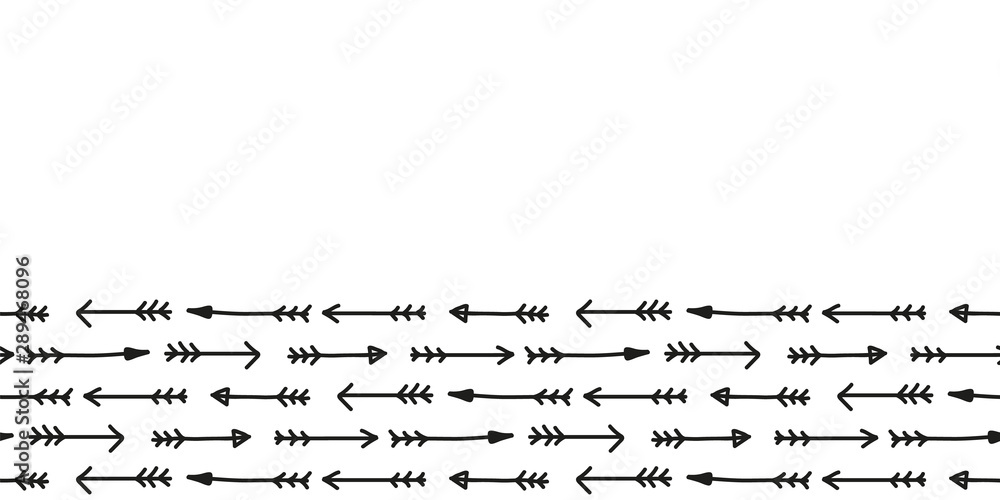 Fototapeta premium Vector doodle arrow shape made into repeat border. Great for invitations, decor,packaging.