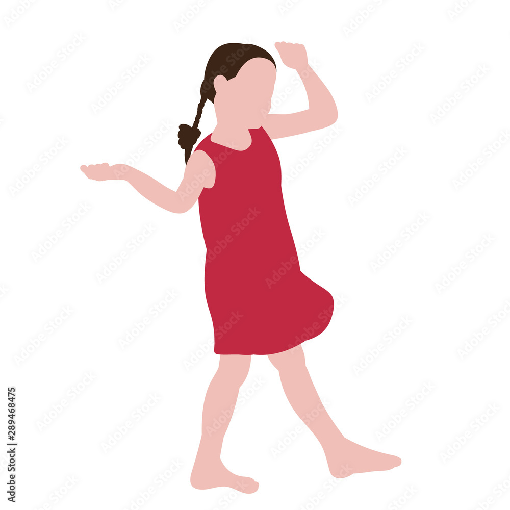 vector, isolated, in flat style child, little girl is played vector, isolated, in flat style child, little girl is played