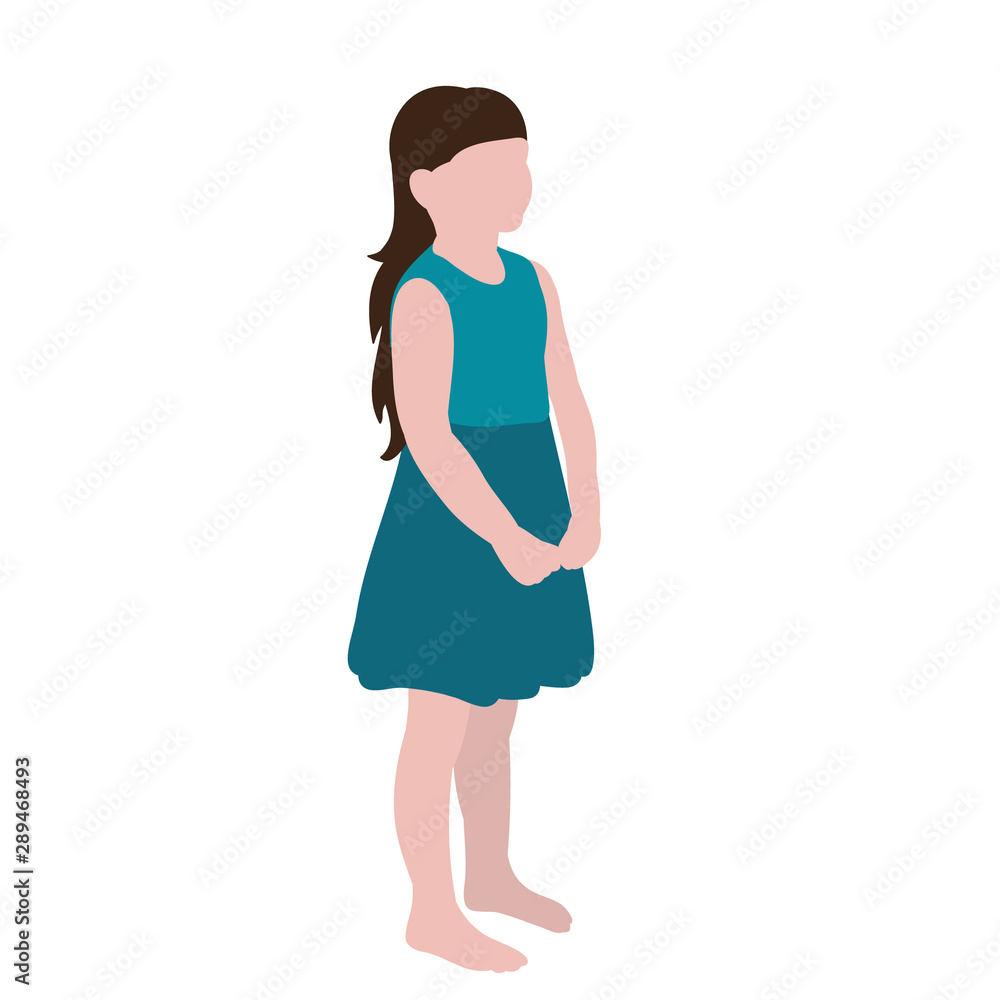 vector, isolated, in flat style child, little girl stands vector, isolated, in flat style child, little girl stands