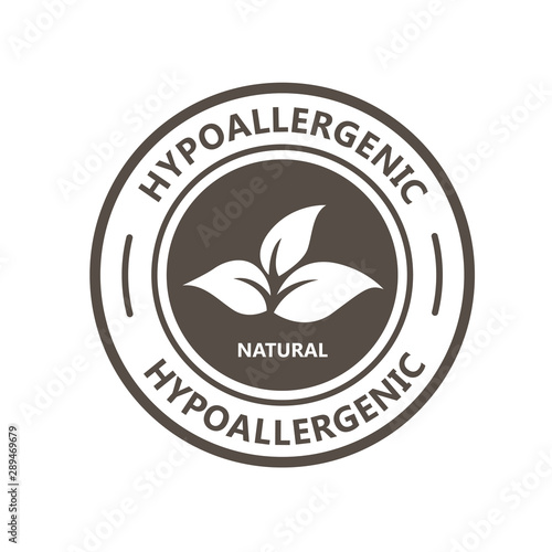 Hypoallergenic product label with leaf - natural hypoallergenic tested stamp photo