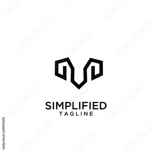 Rams abstract logo with black mono line goat head black logo icon designs vector illustration