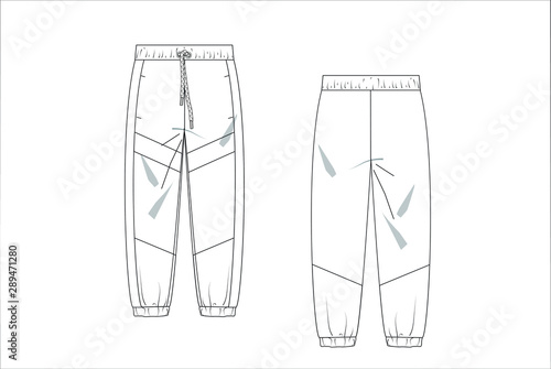drawn fashion Decorative trousers, clothing,  Vector illustration in old ink style for girl kids