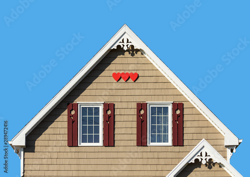 House detail with red hearts