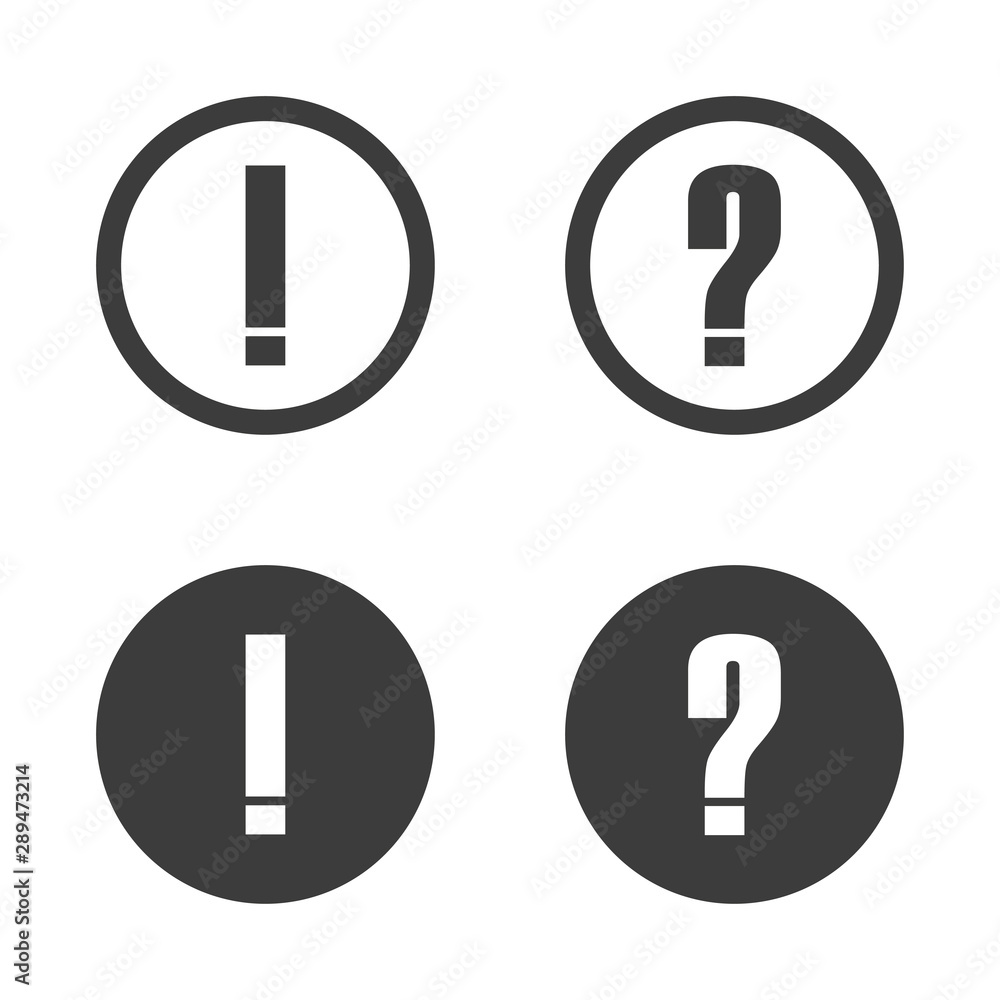 exclamation and question black and white icon exclamation and question black and white icon
