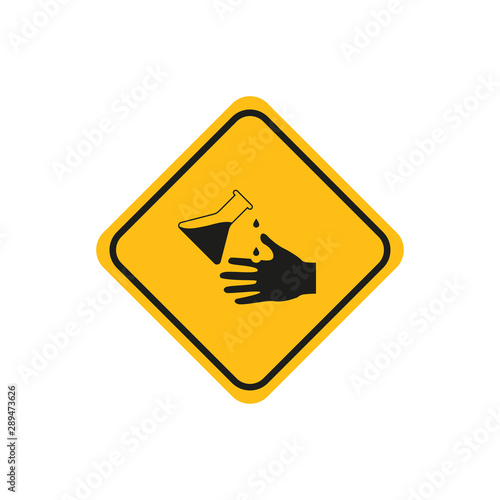 symbol caution acid and chemical burn icon