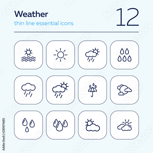 Weather line icon set. Season, nature, water. Climate concept. Can be used for topics like meteorology, outdoor, synoptic