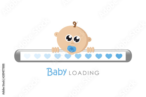 baby loading bar with hearts and baby boy vector illustration EPS10