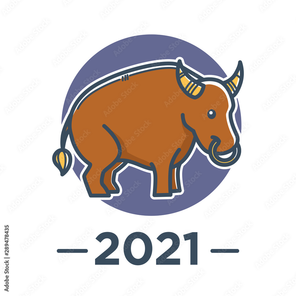 Obraz premium Chinese horoscope, ox zodiac sign, 2021 New Year symbol