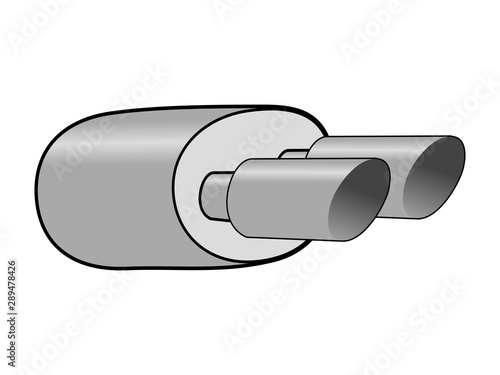 Vector illustration of exhaust pipe. Topics of automobile, technology, fixing, transportation