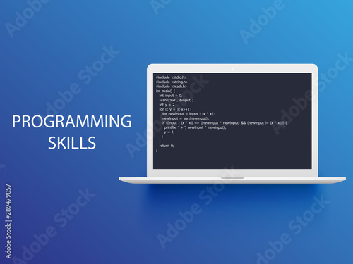 programming language with example code on screen text