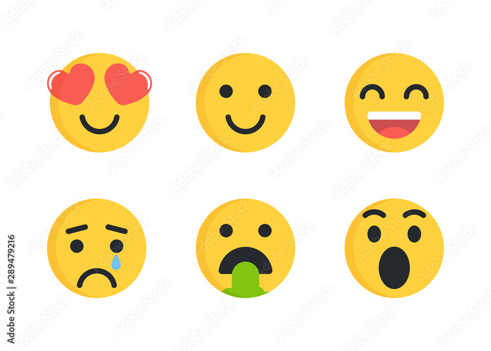 Set of Emoticons Icons. Set of Emoji. Flat style illustrations Set of Emoticons Icons. Set of Emoji. Flat style illustrations
