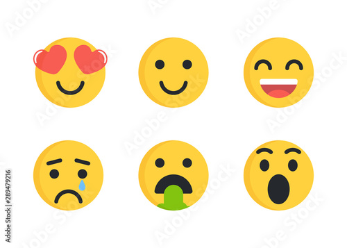 Set of Emoticons Icons. Set of Emoji. Flat style illustrations