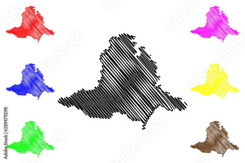 South Moravian Region (Bohemian lands, Czechia, Regions of the Czech Republic, Moravia) map vector illustration, scribble sketch South Moravian map