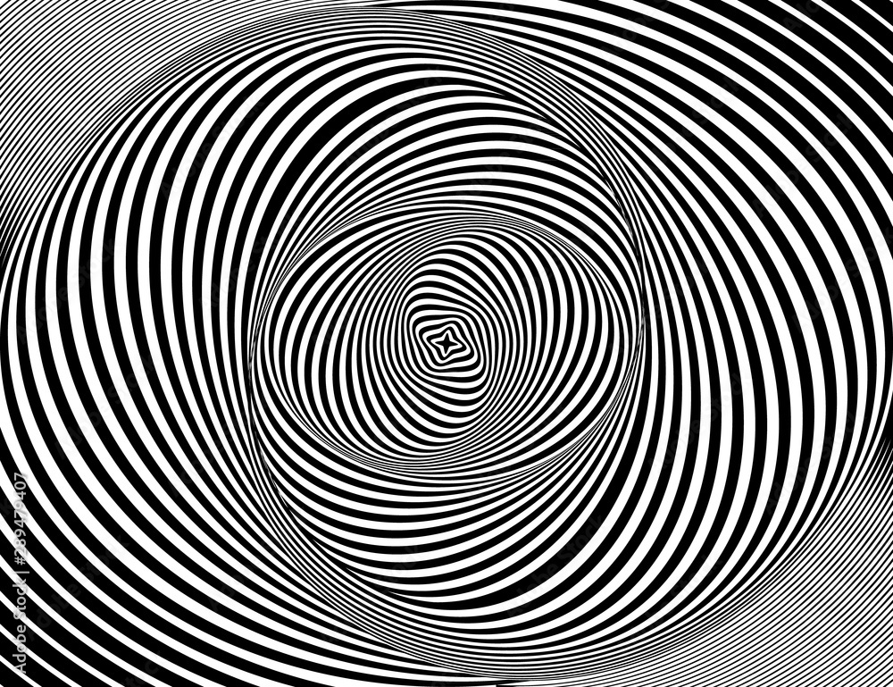 Background in the style of Opt Art. Endless black and white swirling stripes. Background in the style of Opt Art. Endless black and white swirling stripes.