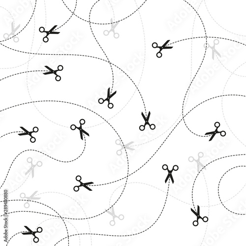 Seamless vector black and white pattern - scissors
