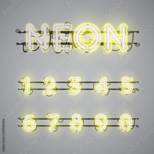Realistic glowing double neon charcter on and off