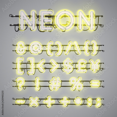 Realistic glowing double neon charcter on and off