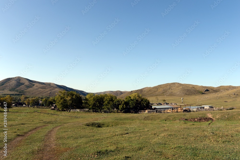 The outskirts of the village of Ust-Bely. Altai region. Western Siberia