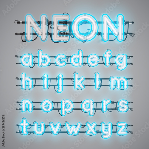 Realistic glowing double neon charcter on and off