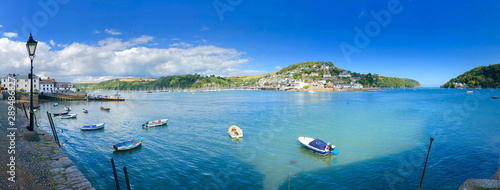 Panorama of Bayard's Cove Dartmouth Devon where the Pilgrim Fathers sailed from to the Americas, an area of outstanding beauty the South Hams in the East Country of England photo