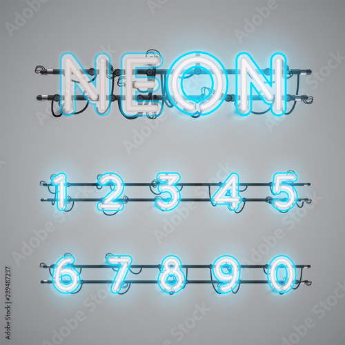 Realistic glowing double neon charcter on and off