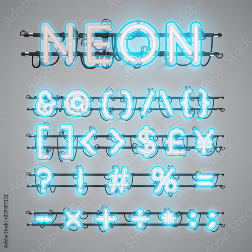 Realistic glowing double neon charcter on and off
