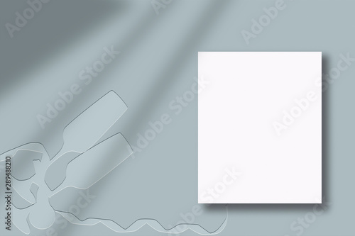 Christmas mood blue mockup, flat lay, top view mockup illustration in cold colours with happy new year and festive decor