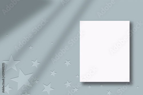 Christmas mood blue mockup, flat lay, top view mockup illustration in cold colours with happy new year and festive decor