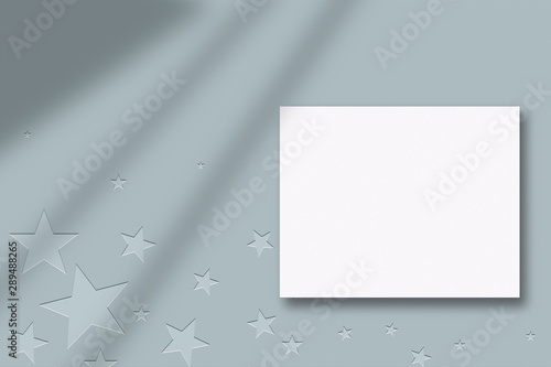 Christmas mood blue mockup, flat lay, top view mockup illustration in cold colours with happy new year and festive decor