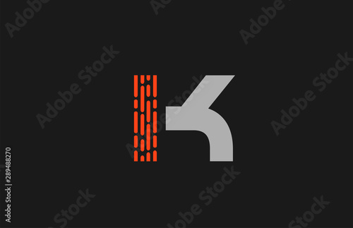 letter K orange grey dots alphabet for company logo