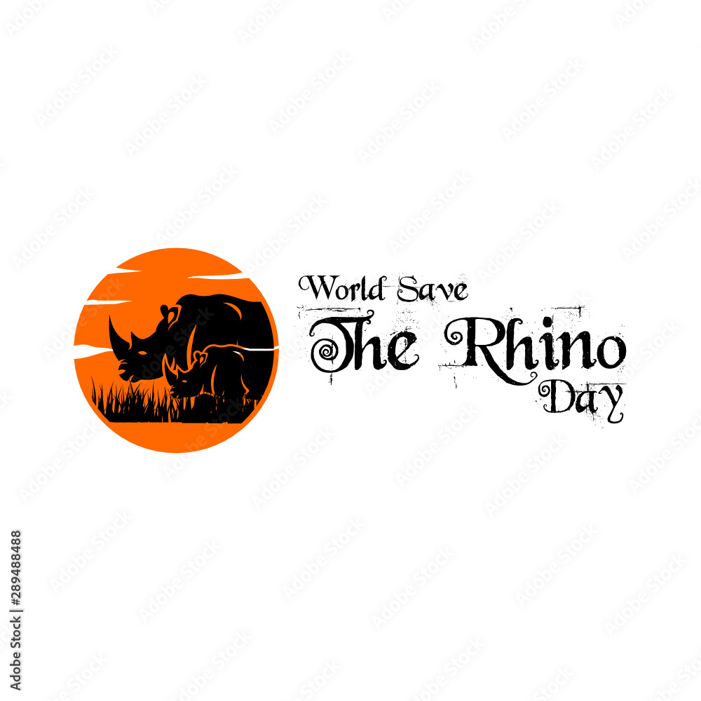 World Save Rhino Day design Vector World Save Rhino Day design Vector