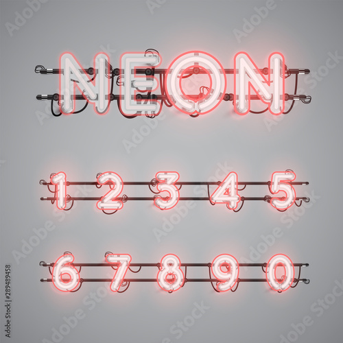 Realistic glowing double neon charcter on and off