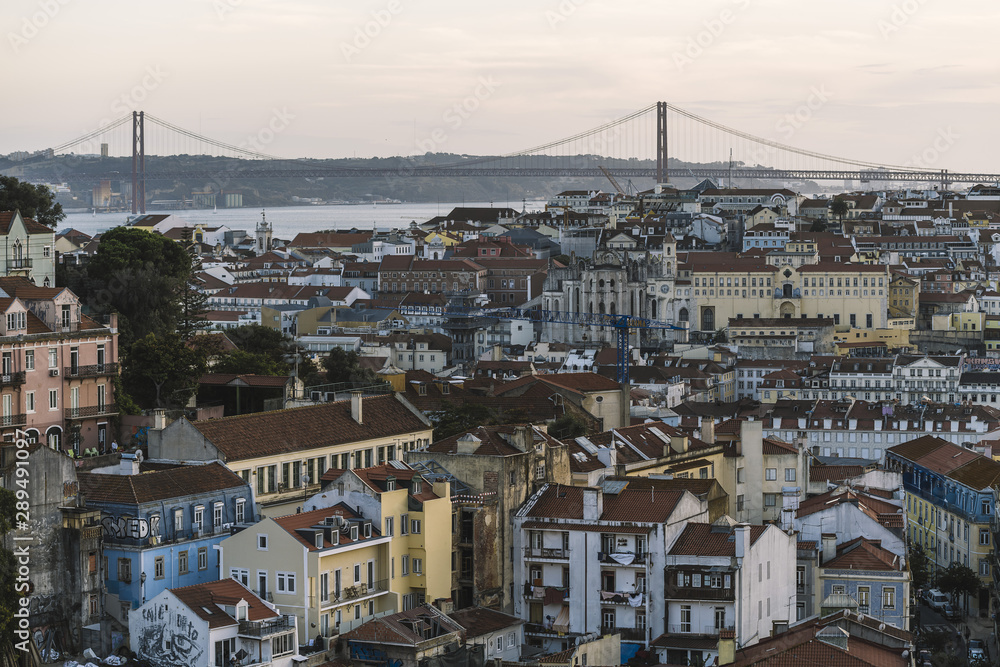 aerial view of Lisbon houses from Sao Jorge Castle