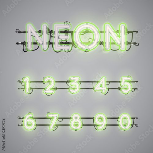 Realistic glowing double neon charcter on and off