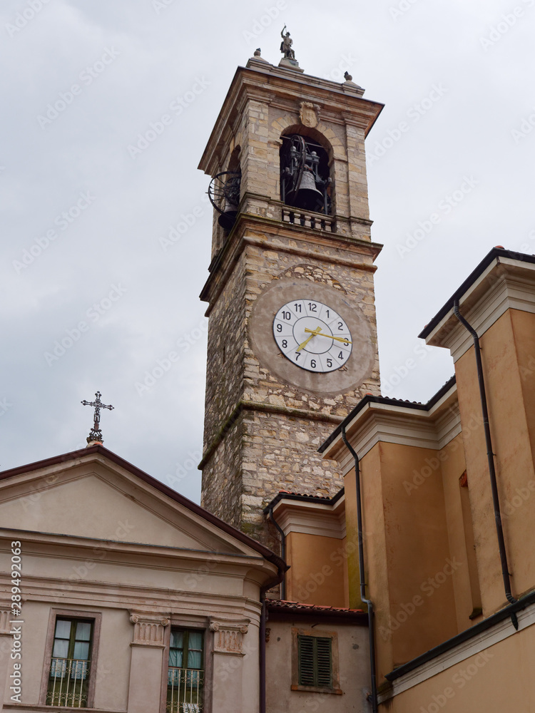 Castello di Costa di Mezzate, ITALY - August 7, 2019: buildings of the church of the old city