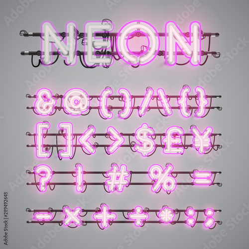 Realistic glowing double neon charcter on and off