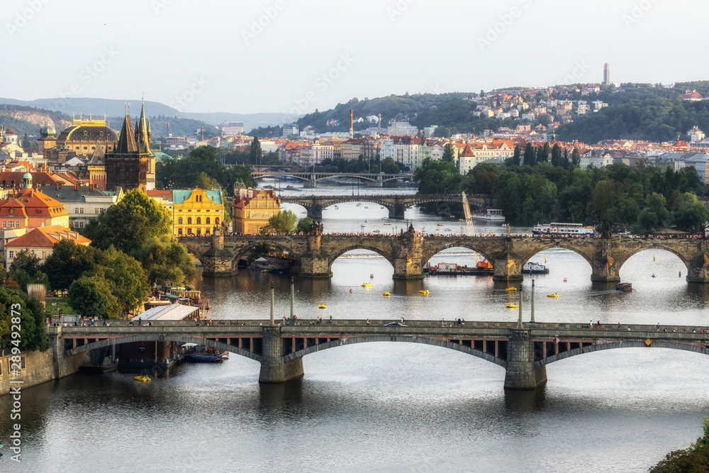 Obraz premium view of vltava river and bridges