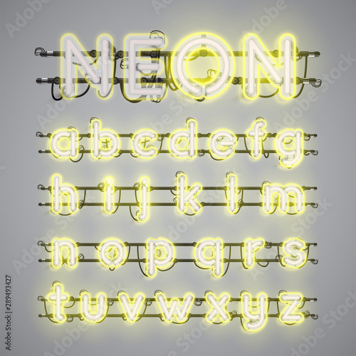 Realistic glowing double neon charcter on and off