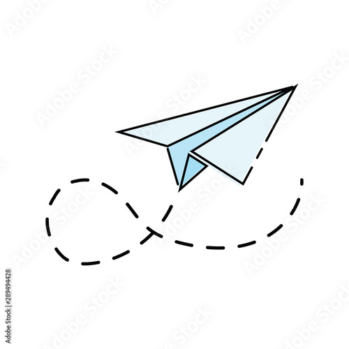 Cartoon paper airplane. Logo of the aircraft made of paper. Illustration for children.