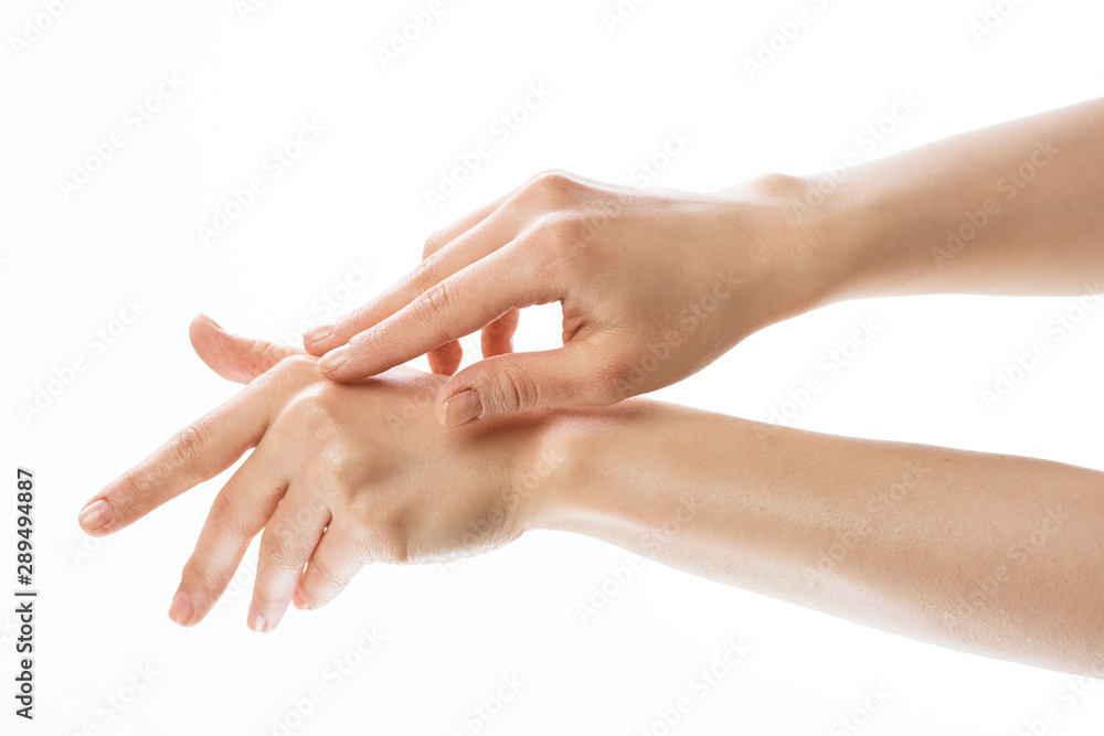 woman hands with french manicure