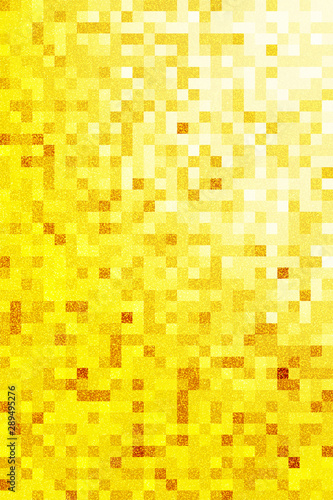 Illustration of Glittering golden background with a square pattern. Added light. 四角い模様が入ったキラキラと輝く金色の背景素材のイラスト 光あり