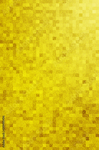 Illustration of Glittering golden background with a square pattern. Added light. 四角い模様が入ったキラキラと輝く金色の背景素材のイラスト 光あり